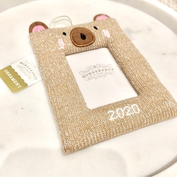 Teddy Bear Knit Picture Frame Christmas Tree Ornament Wall Decor 2020 - Picture 1 of 2